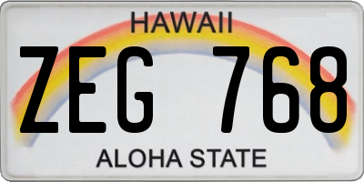 HI license plate ZEG768