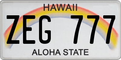 HI license plate ZEG777