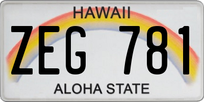 HI license plate ZEG781