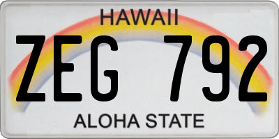 HI license plate ZEG792