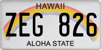 HI license plate ZEG826