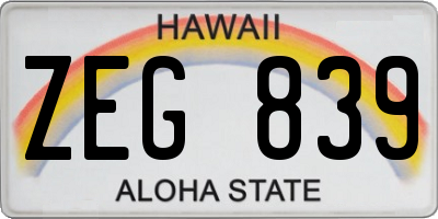 HI license plate ZEG839