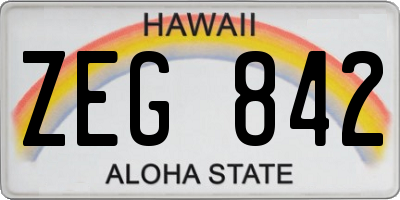 HI license plate ZEG842