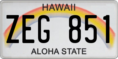 HI license plate ZEG851