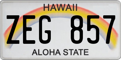 HI license plate ZEG857