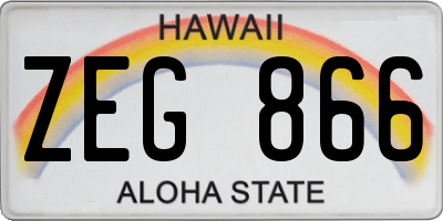 HI license plate ZEG866