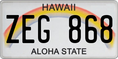 HI license plate ZEG868