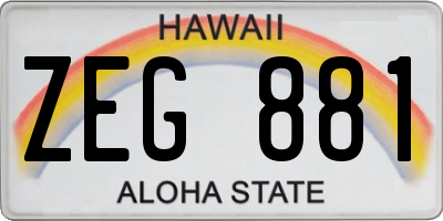 HI license plate ZEG881
