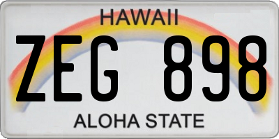 HI license plate ZEG898