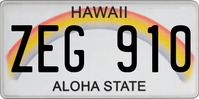 HI license plate ZEG910