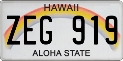 HI license plate ZEG919