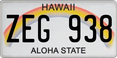 HI license plate ZEG938