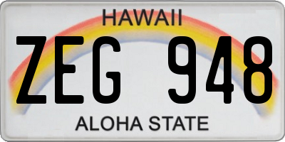 HI license plate ZEG948