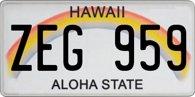 HI license plate ZEG959