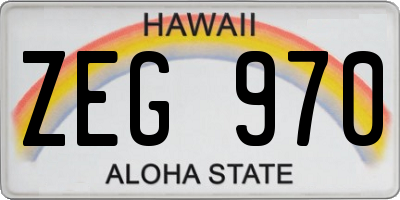 HI license plate ZEG970