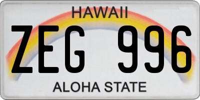 HI license plate ZEG996