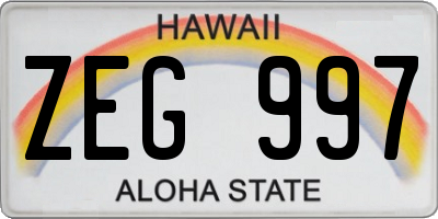 HI license plate ZEG997
