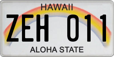 HI license plate ZEH011