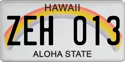 HI license plate ZEH013