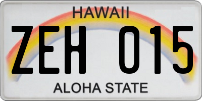 HI license plate ZEH015
