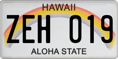 HI license plate ZEH019