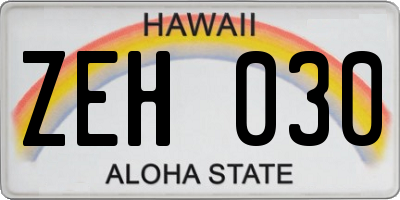 HI license plate ZEH030