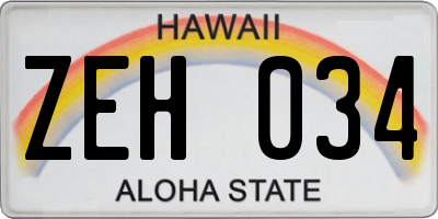 HI license plate ZEH034
