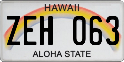 HI license plate ZEH063