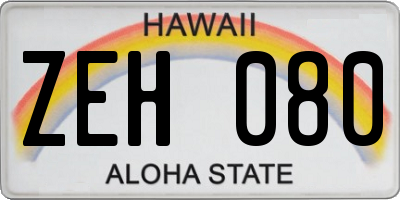 HI license plate ZEH080