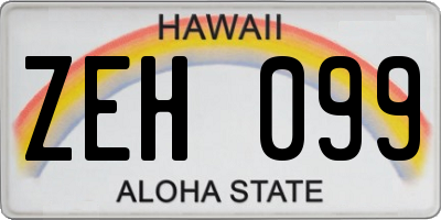 HI license plate ZEH099