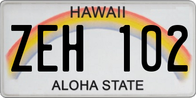 HI license plate ZEH102