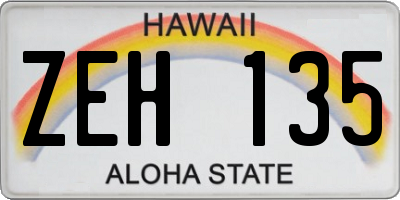 HI license plate ZEH135