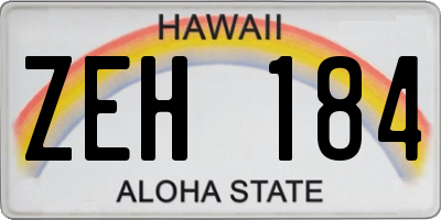 HI license plate ZEH184