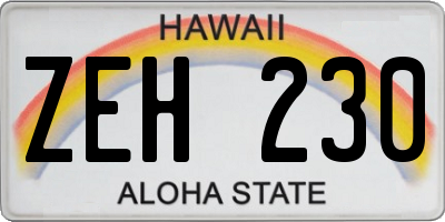 HI license plate ZEH230