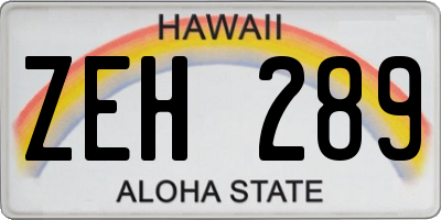 HI license plate ZEH289