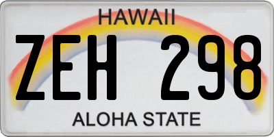 HI license plate ZEH298
