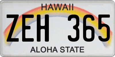 HI license plate ZEH365