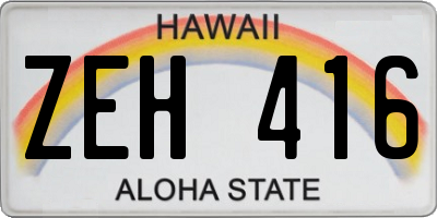 HI license plate ZEH416