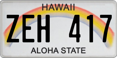 HI license plate ZEH417