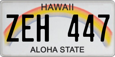 HI license plate ZEH447