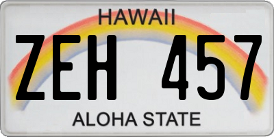HI license plate ZEH457