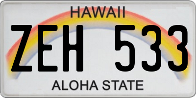 HI license plate ZEH533