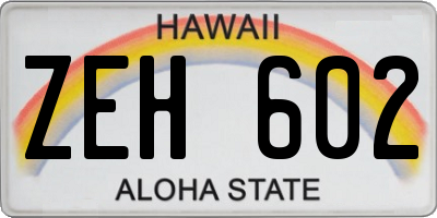 HI license plate ZEH602