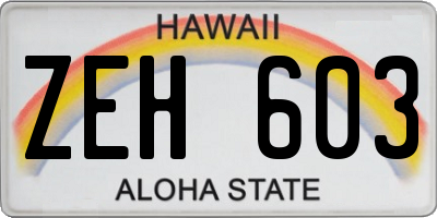 HI license plate ZEH603