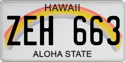 HI license plate ZEH663