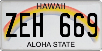 HI license plate ZEH669
