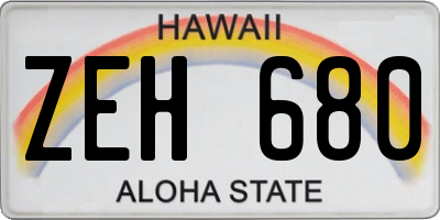 HI license plate ZEH680