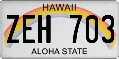 HI license plate ZEH703
