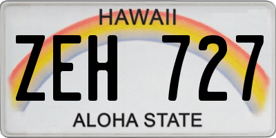 HI license plate ZEH727
