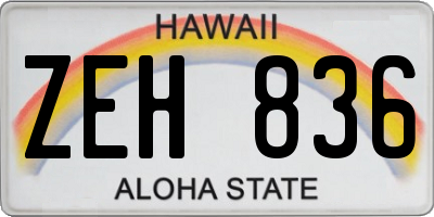 HI license plate ZEH836